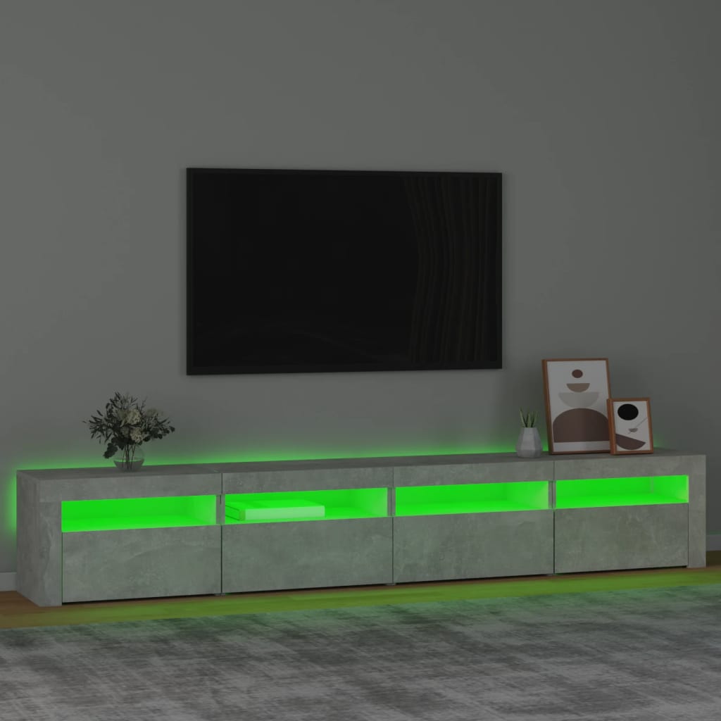 vidaXL Comodă TV cu lumini LED, gri beton, 240x35x40 cm vidaXL Comodă TV cu lumini LED, gri beton, 240x35x40 cm