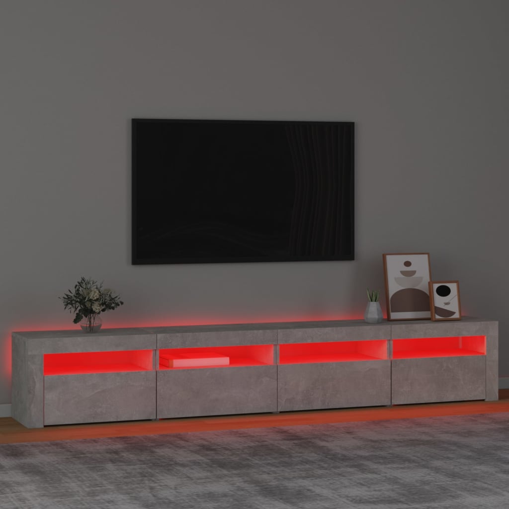 vidaXL Comodă TV cu lumini LED, gri beton, 240x35x40 cm vidaXL Comodă TV cu lumini LED, gri beton, 240x35x40 cm