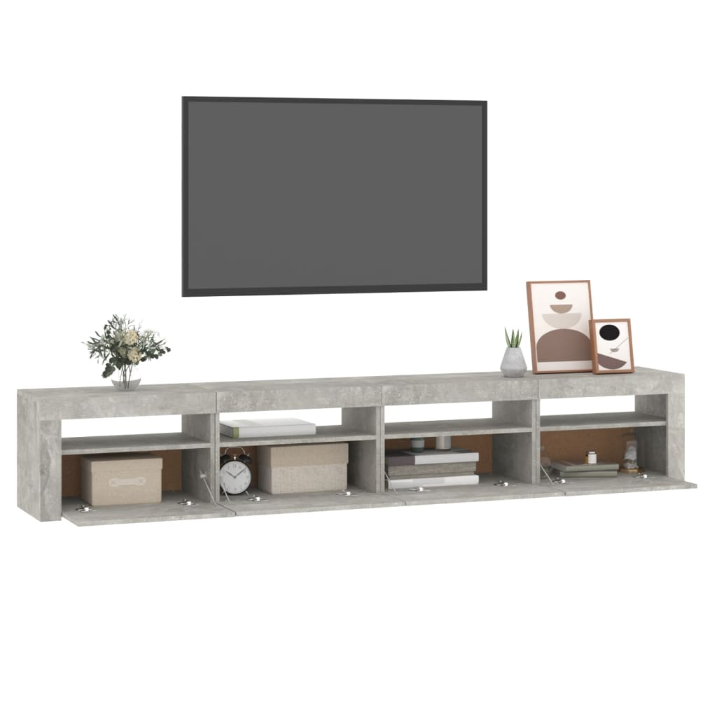 vidaXL Comodă TV cu lumini LED, gri beton, 240x35x40 cm vidaXL Comodă TV cu lumini LED, gri beton, 240x35x40 cm