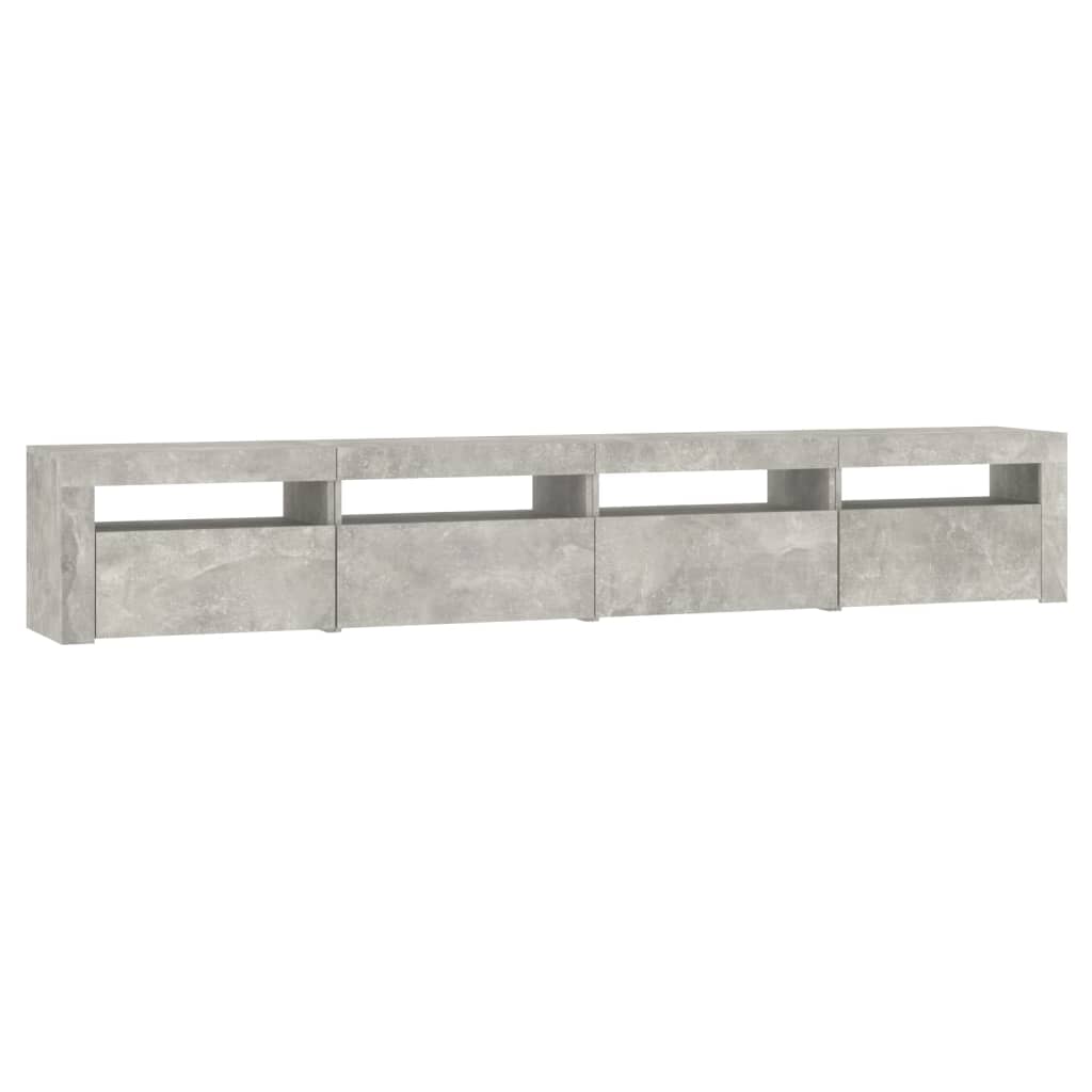 vidaXL Comodă TV cu lumini LED, gri beton, 240x35x40 cm vidaXL Comodă TV cu lumini LED, gri beton, 240x35x40 cm