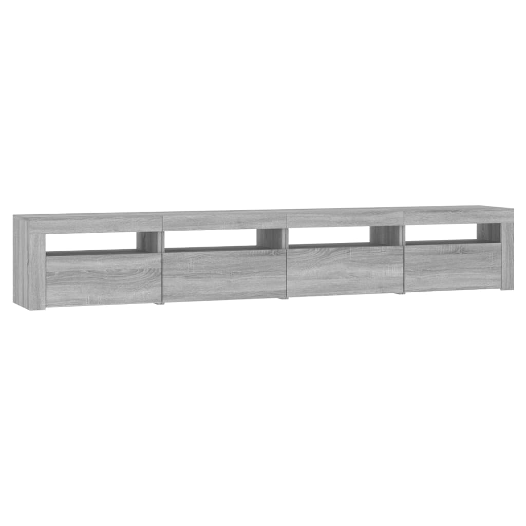 vidaXL Comodă TV cu lumini LED, gri sonoma, 240x35x40cm vidaXL Comodă TV cu lumini LED, gri sonoma, 240x35x40cm