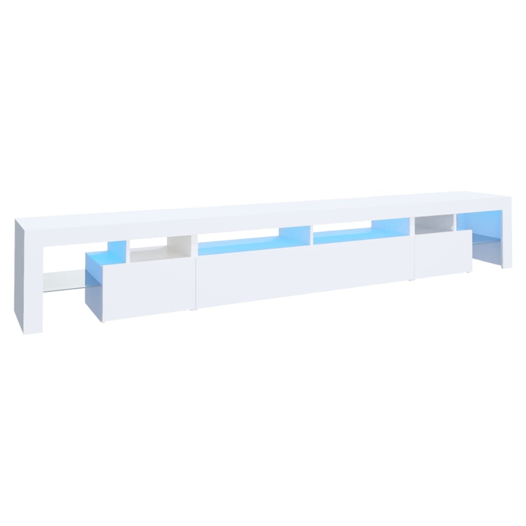 vidaXL Comodă TV cu lumini LED, alb, 260x36,5x40cm
