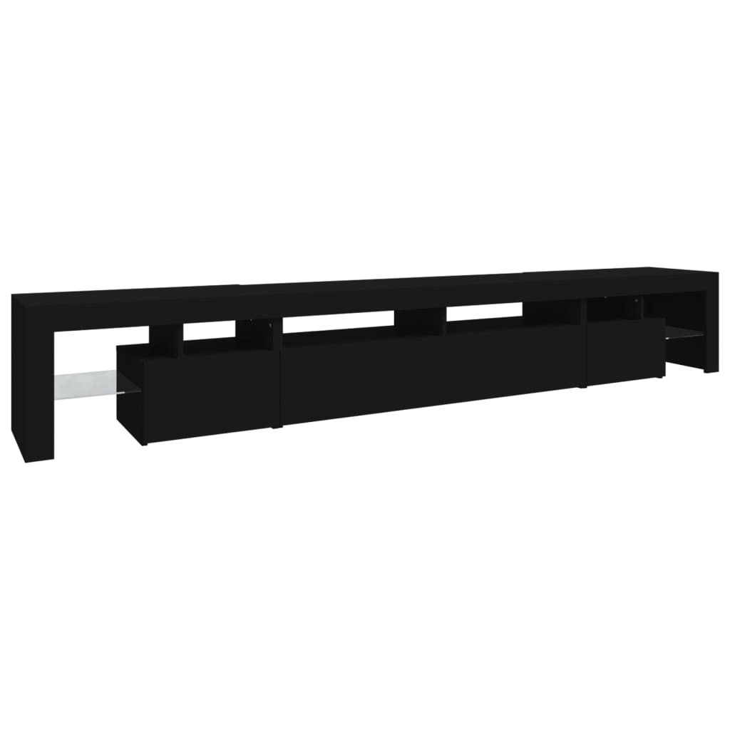 vidaXL Comodă TV cu lumini LED, negru, 260x36,5x40cm