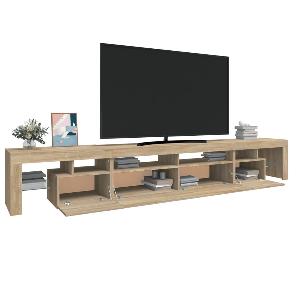 vidaXL Comodă TV cu lumini LED, stejar sonoma,260x36,5x40cm