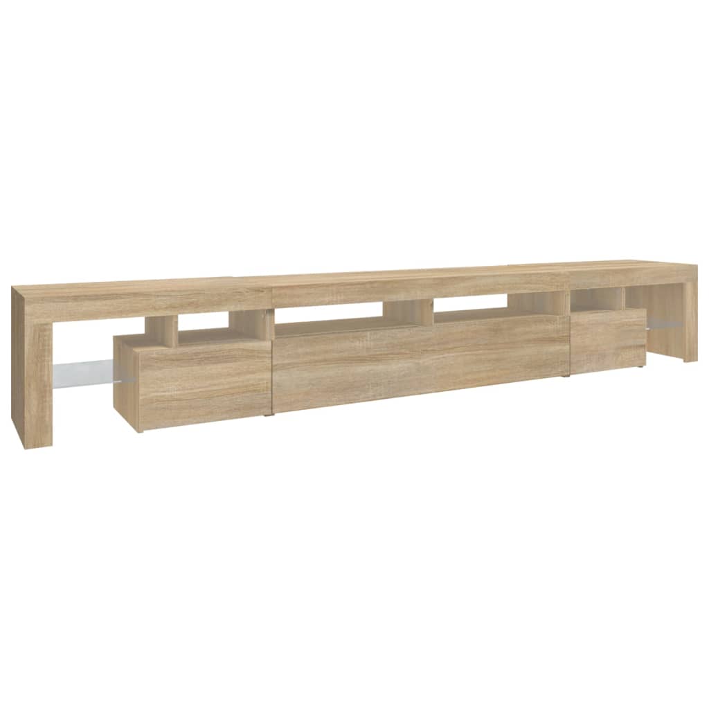vidaXL Comodă TV cu lumini LED, stejar sonoma,260x36,5x40cm