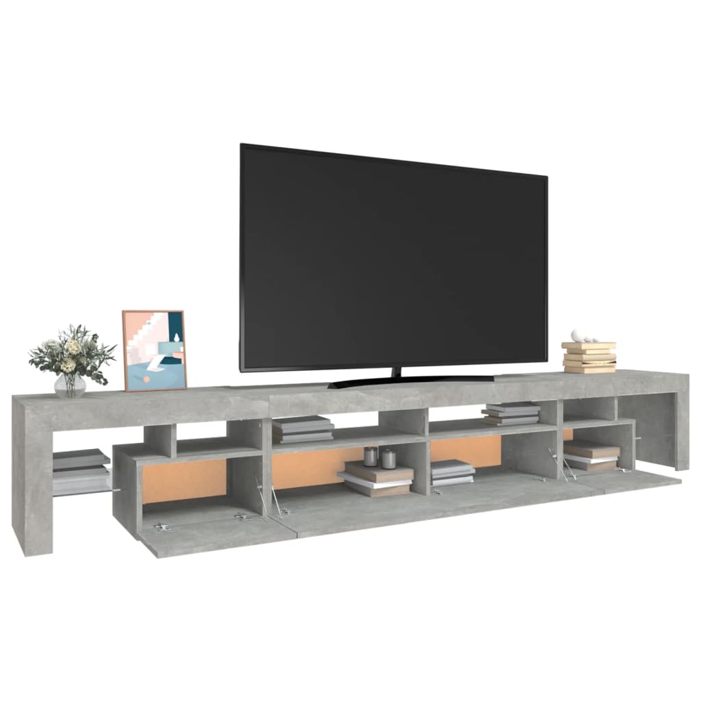 vidaXL Comodă TV cu lumini LED, gri beton, 260x36,5x40cm vidaXL Comodă TV cu lumini LED, gri beton, 260x36,5x40cm