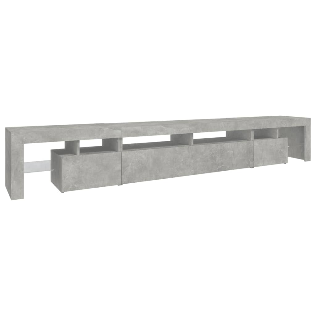 vidaXL Comodă TV cu lumini LED, gri beton, 260x36,5x40cm vidaXL Comodă TV cu lumini LED, gri beton, 260x36,5x40cm