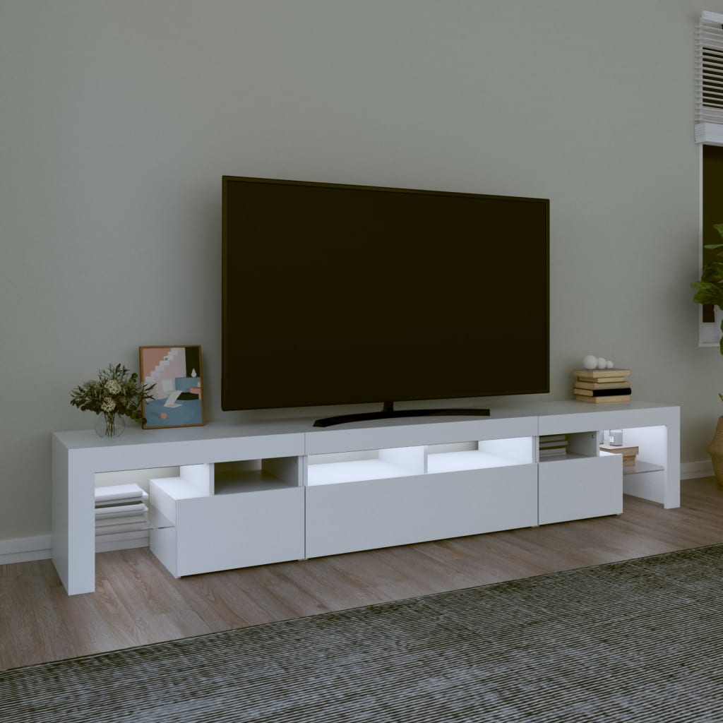 vidaXL Comode TV cu lumini LED, alb2，30x36,5x40