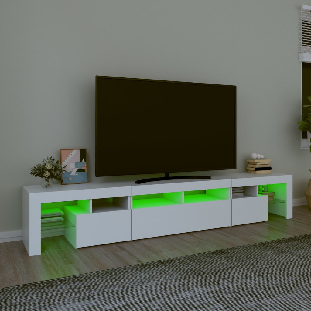 vidaXL Comode TV cu lumini LED, alb2，30x36,5x40