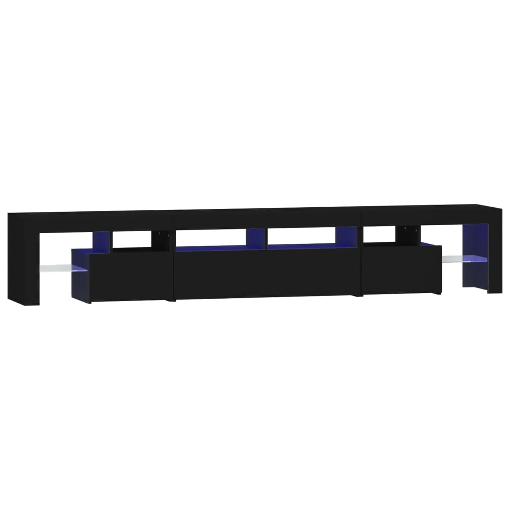 vidaXL Comodă TV cu lumini LED, negru, 230x36,5x40 cm