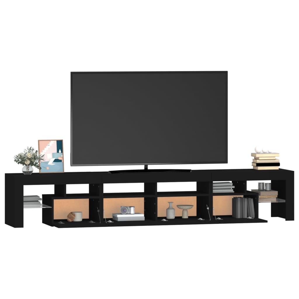 vidaXL Comodă TV cu lumini LED, negru, 230x36,5x40 cm