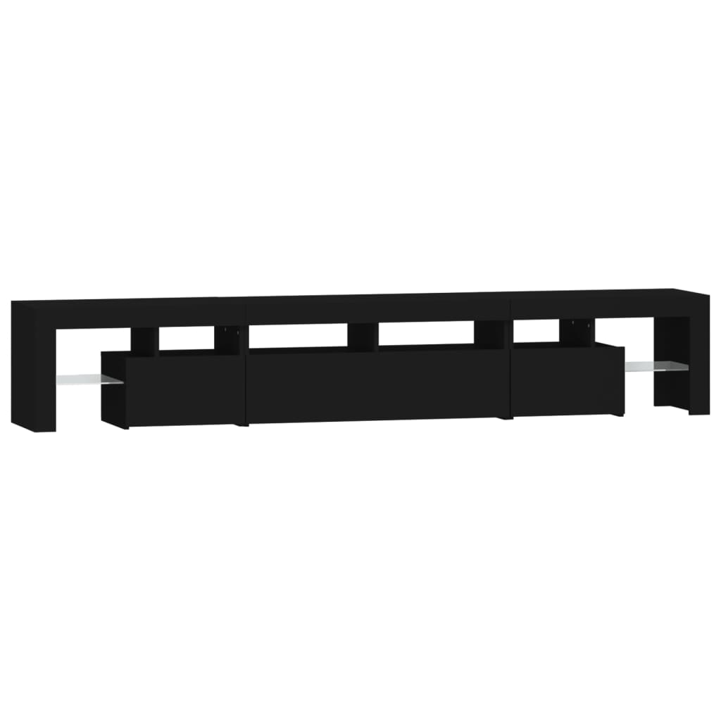 vidaXL Comodă TV cu lumini LED, negru, 230x36,5x40 cm