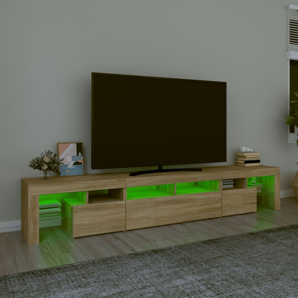 vidaXL Comodă TV cu lumini LED, stejar sonoma, 230x36,5x40 cm vidaXL Comodă TV cu lumini LED, stejar sonoma, 230x36,5x40 cm