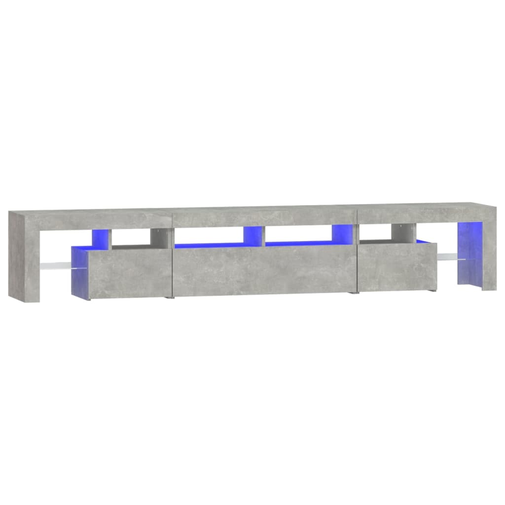 vidaXL Comodă TV cu lumini LED, gri beton, 230x36,5x40cm