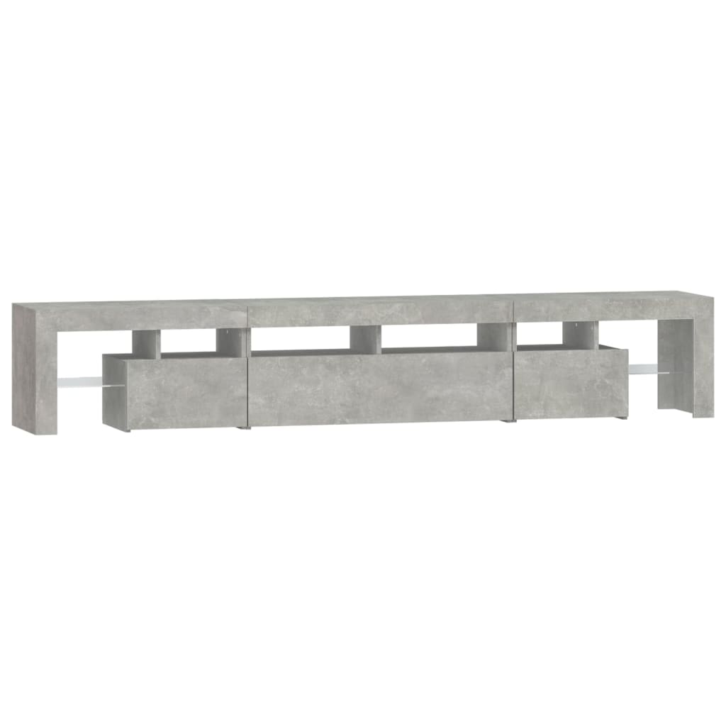vidaXL Comodă TV cu lumini LED, gri beton, 230x36,5x40cm