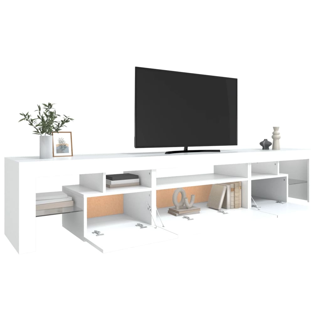 vidaXL Comode TV cu lumini LED, alb，215x36,5x40