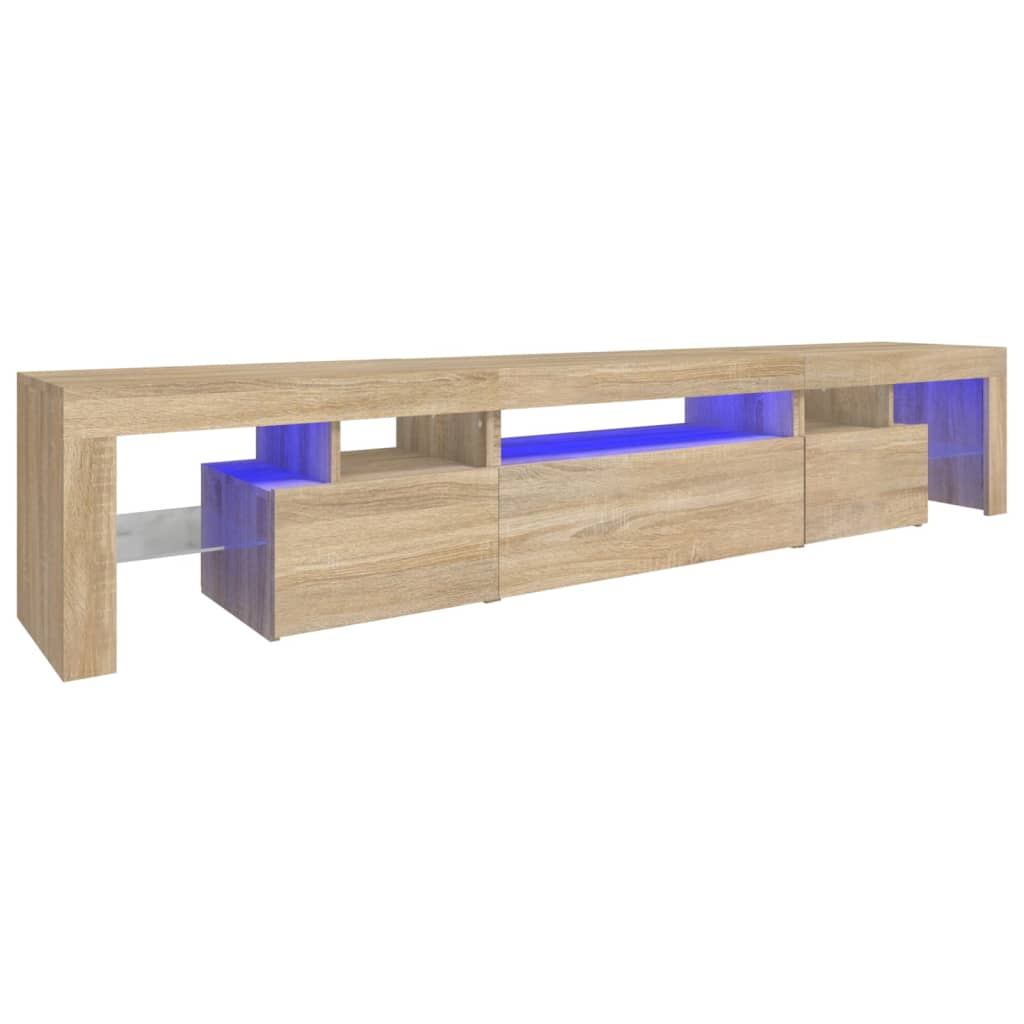 vidaXL Comodă TV cu lumini LED, stejar sonoma, 215x36,5x40cm