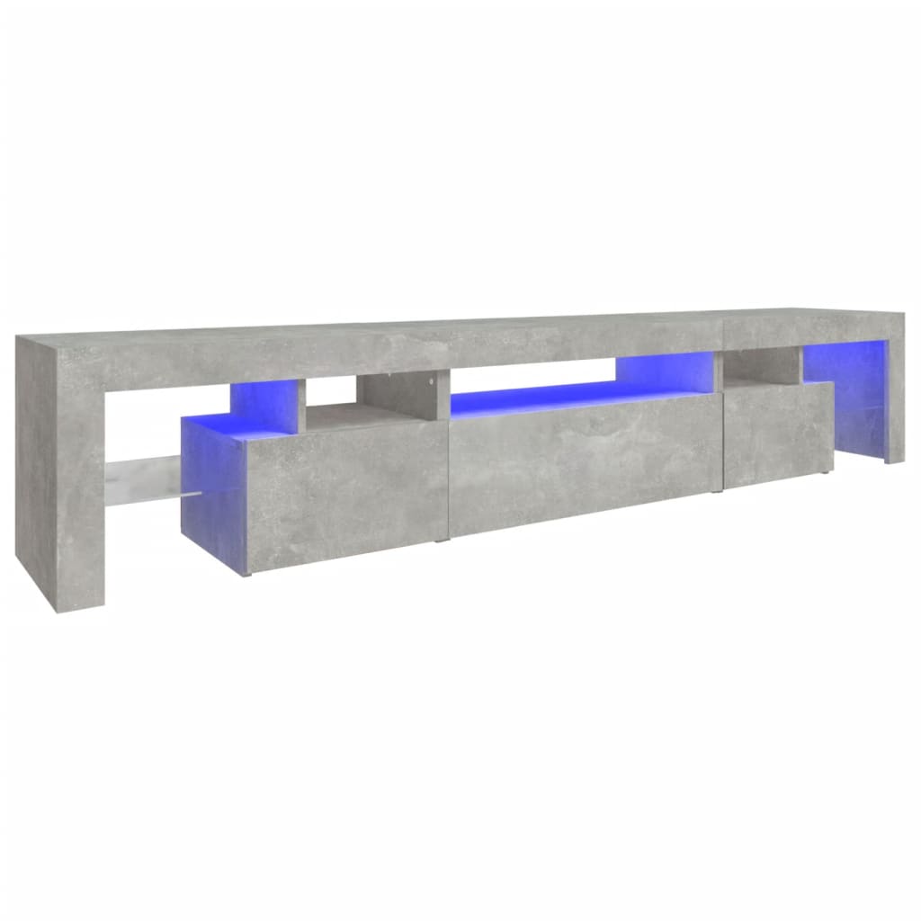 vidaXL Comodă TV cu lumini LED, gri beton, 215x36,5x40cm vidaXL Comodă TV cu lumini LED, gri beton, 215x36,5x40cm