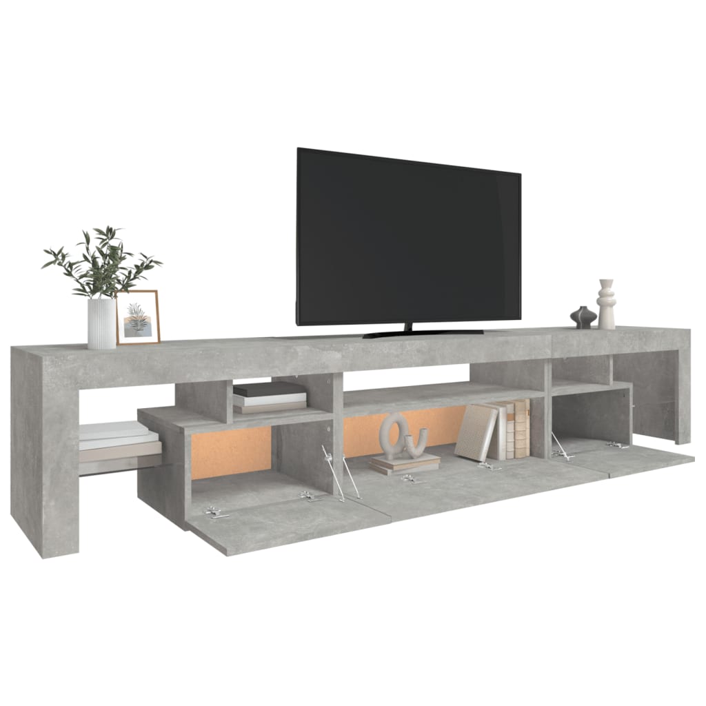 vidaXL Comodă TV cu lumini LED, gri beton, 215x36,5x40cm vidaXL Comodă TV cu lumini LED, gri beton, 215x36,5x40cm