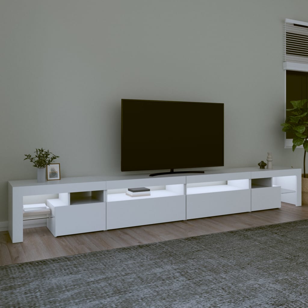 vidaXL Comodă TV cu lumini LED, alb, 290x36,5x40 cm vidaXL Comodă TV cu lumini LED, alb, 290x36,5x40 cm
