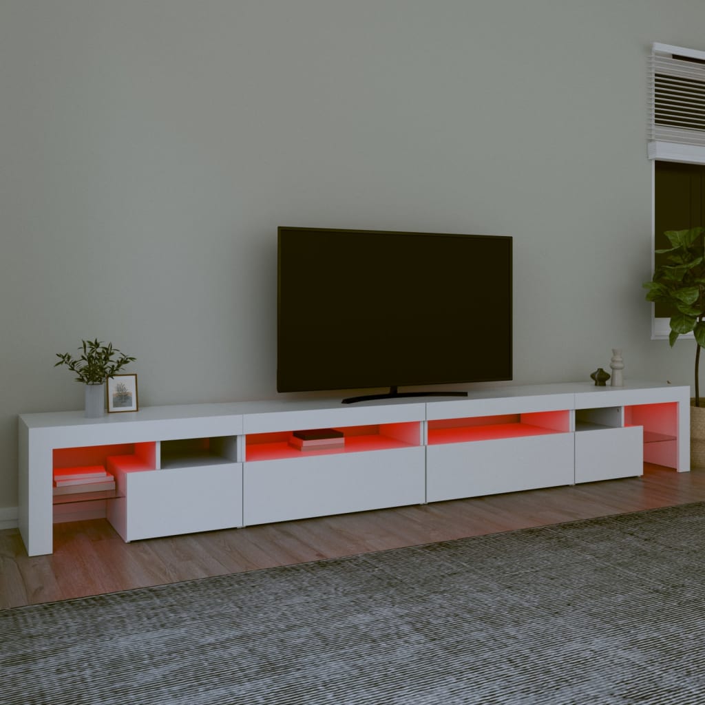 vidaXL Comodă TV cu lumini LED, alb, 290x36,5x40 cm vidaXL Comodă TV cu lumini LED, alb, 290x36,5x40 cm