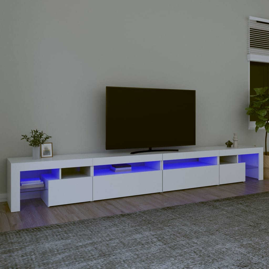vidaXL Comodă TV cu lumini LED, alb, 290x36,5x40 cm vidaXL Comodă TV cu lumini LED, alb, 290x36,5x40 cm