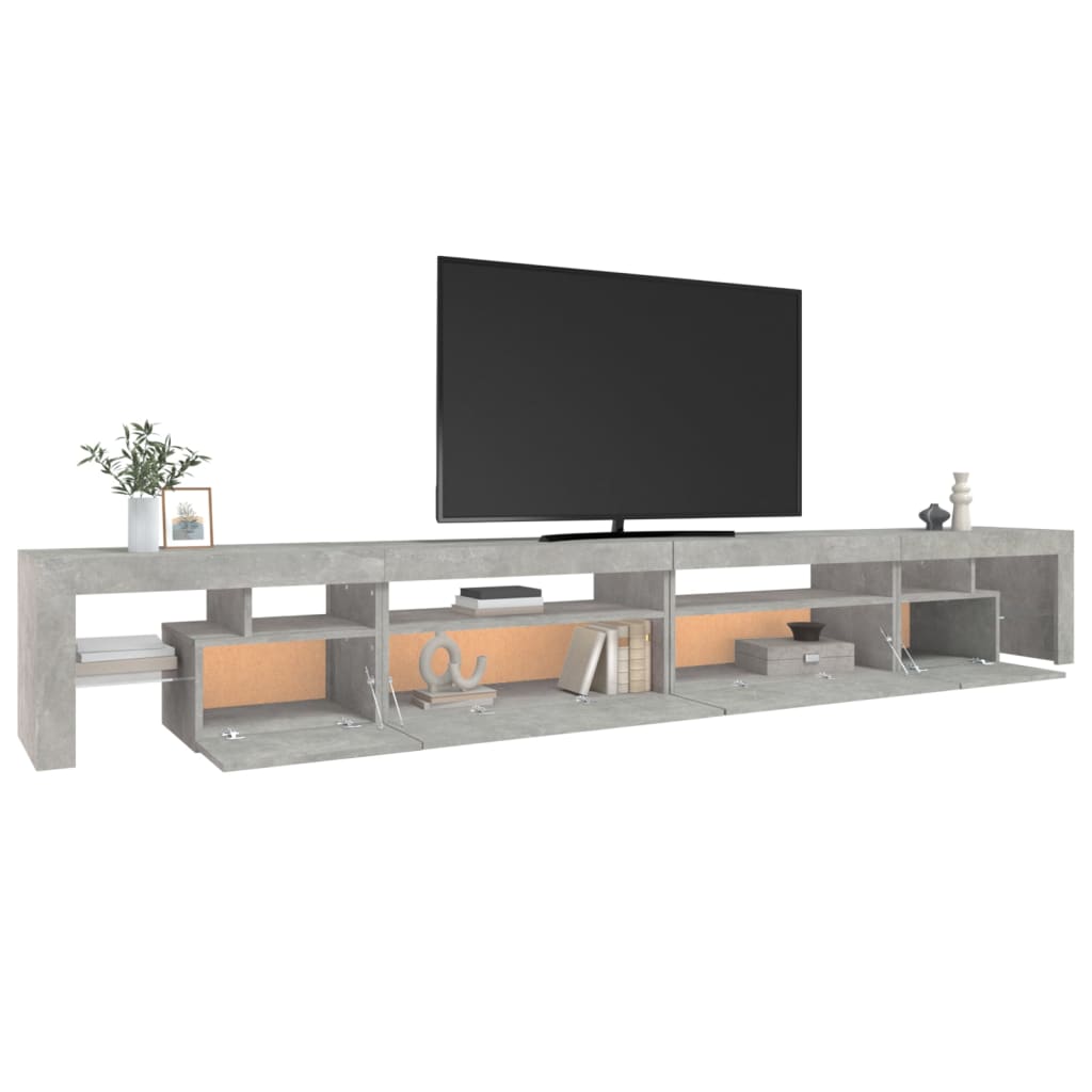 vidaXL Comodă TV cu lumini LED, gri beton, 290x36,5x40 cm vidaXL Comodă TV cu lumini LED, gri beton, 290x36,5x40 cm