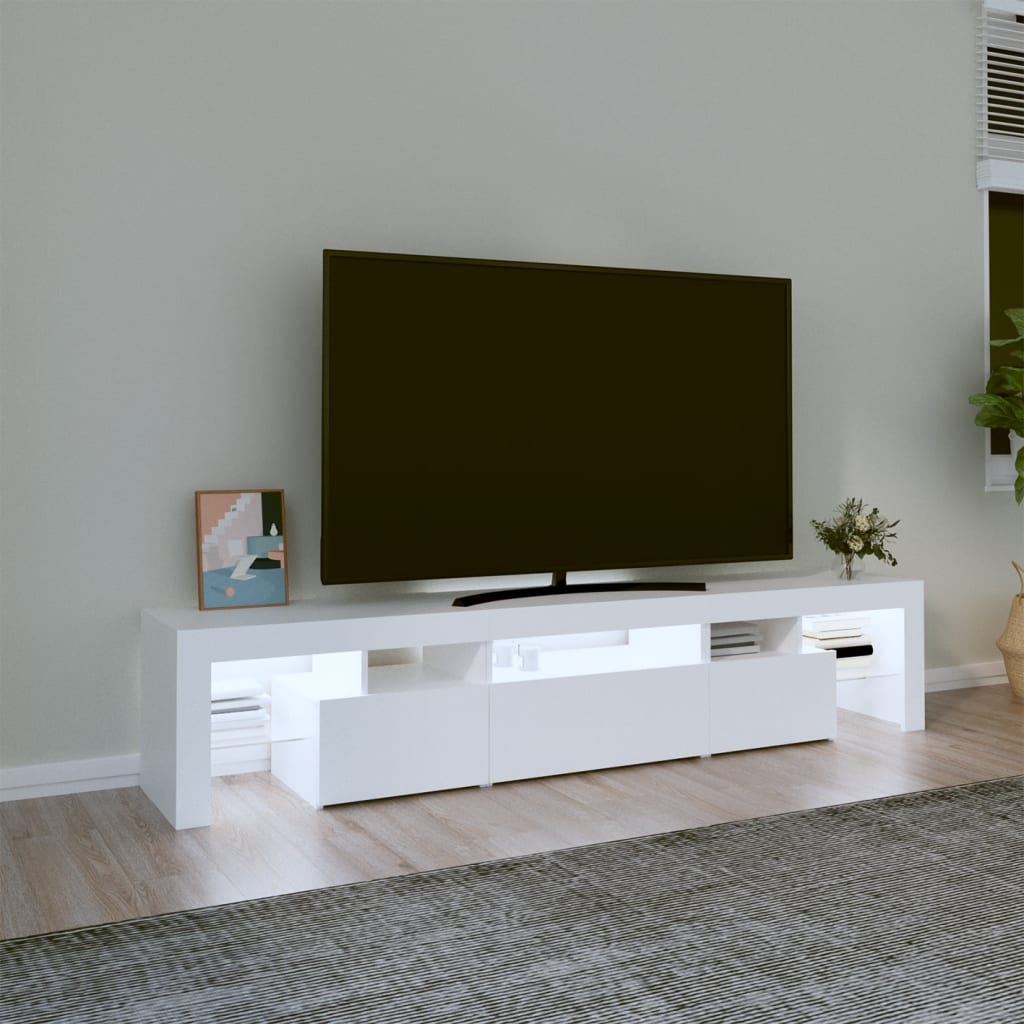 vidaXL Dulap TV cu lumini LED alb 200x36,5x40 cm vidaXL Dulap TV cu lumini LED alb 200x36,5x40 cm