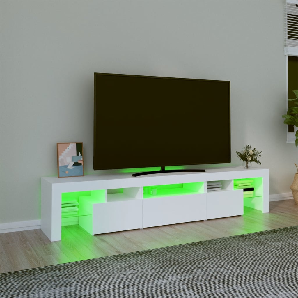 vidaXL Dulap TV cu lumini LED alb 200x36,5x40 cm vidaXL Dulap TV cu lumini LED alb 200x36,5x40 cm