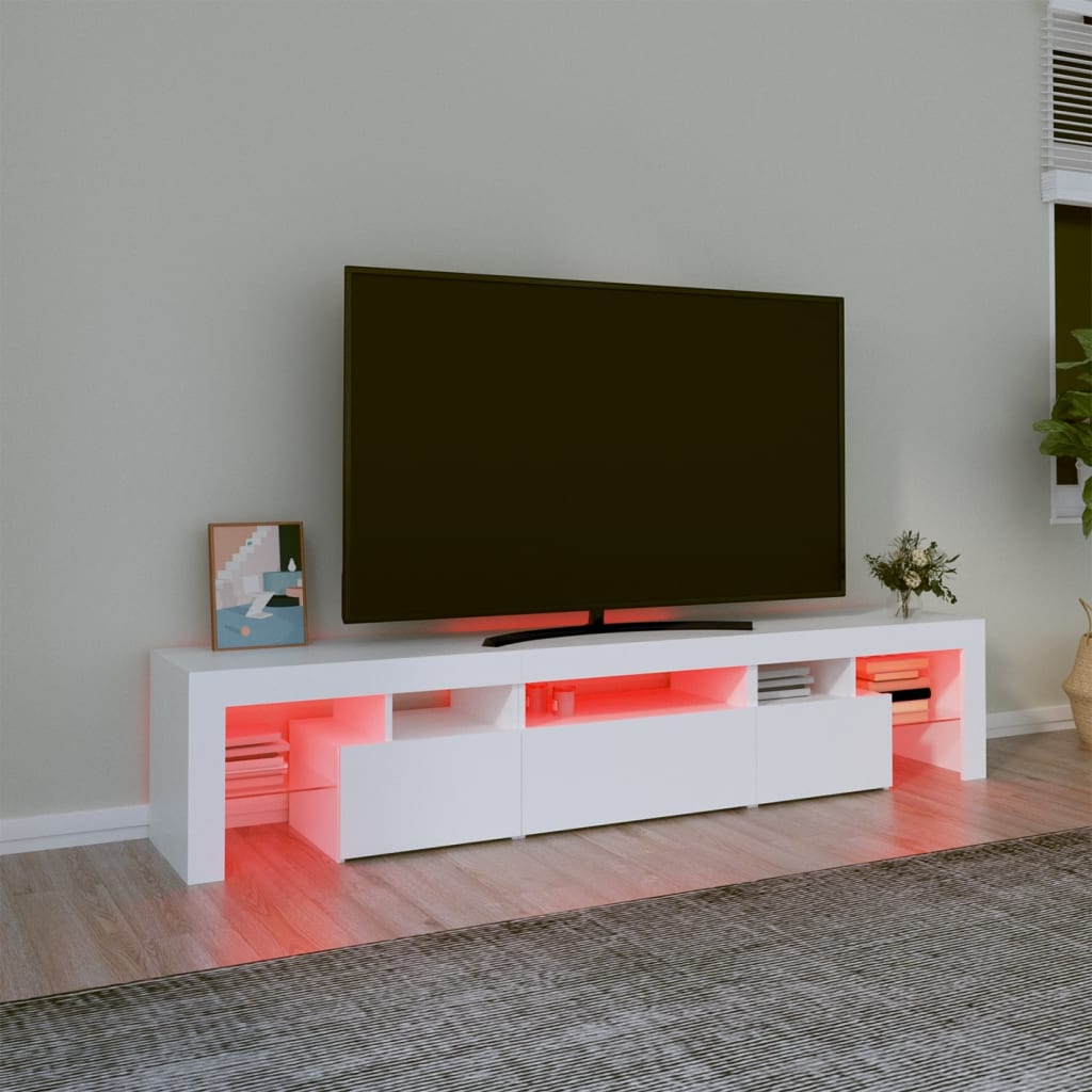 vidaXL Dulap TV cu lumini LED alb 200x36,5x40 cm vidaXL Dulap TV cu lumini LED alb 200x36,5x40 cm