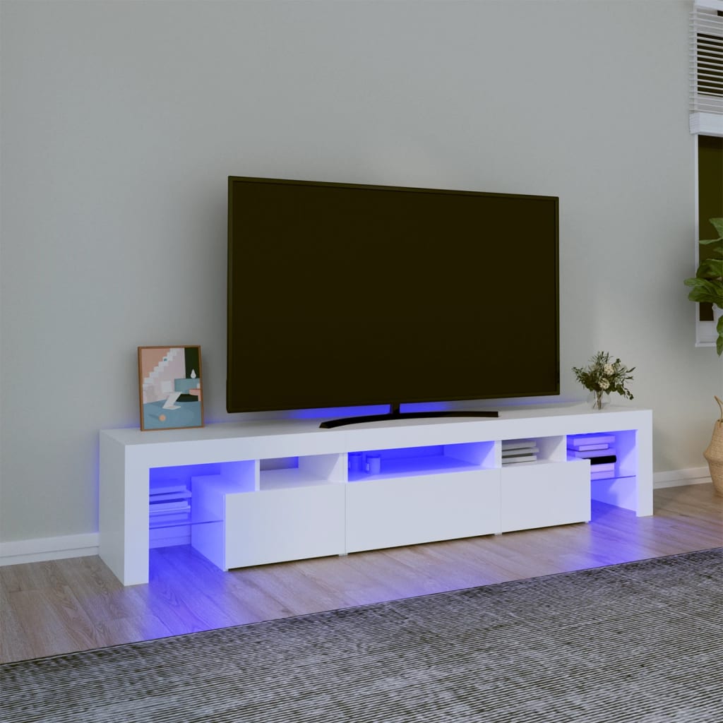 vidaXL Dulap TV cu lumini LED alb 200x36,5x40 cm vidaXL Dulap TV cu lumini LED alb 200x36,5x40 cm