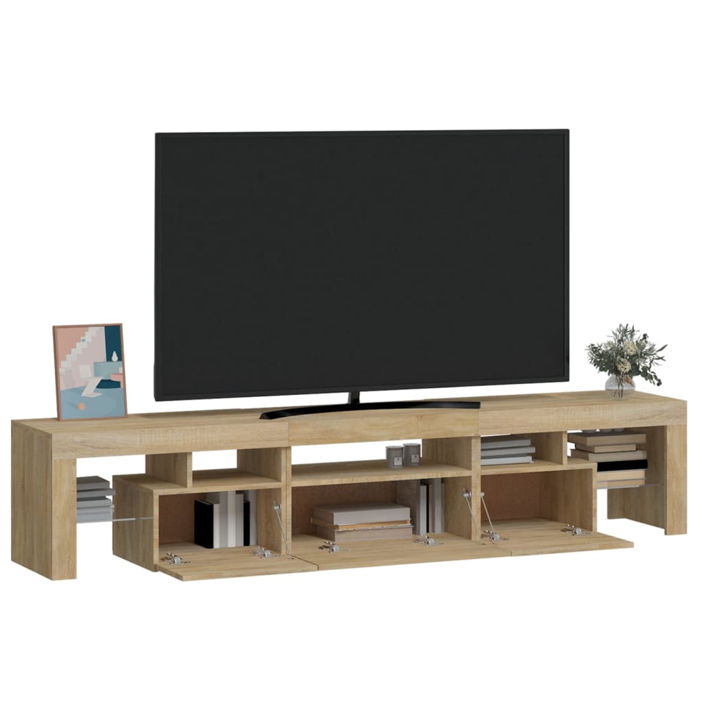 vidaXL Comodă TV cu lumini LED, stejar sonoma, 200x36,5x40 cm