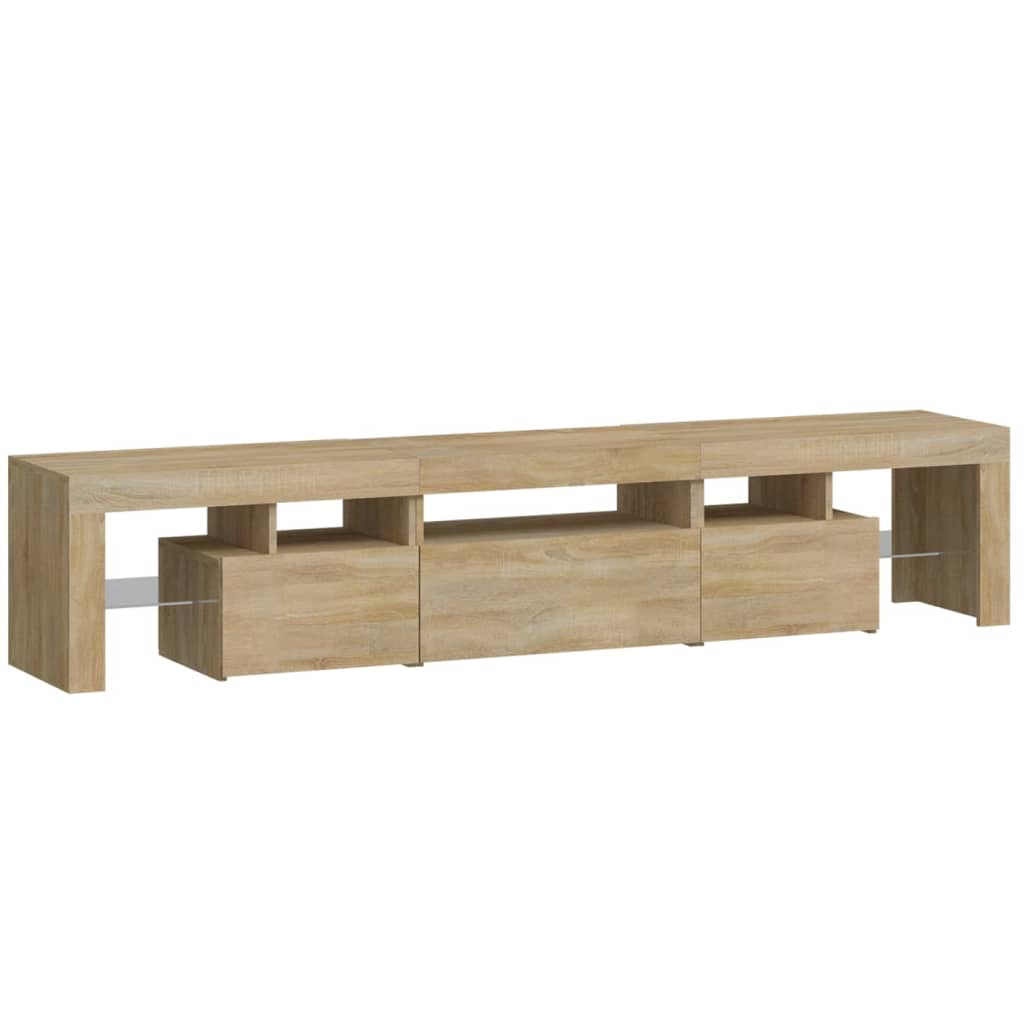 vidaXL Comodă TV cu lumini LED, stejar sonoma, 200x36,5x40 cm