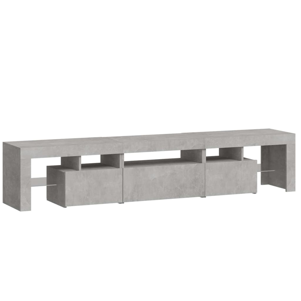 vidaXL Comodă TV cu lumini LED, gri beton, 200x36,5x40 cm vidaXL Comodă TV cu lumini LED, gri beton, 200x36,5x40 cm
