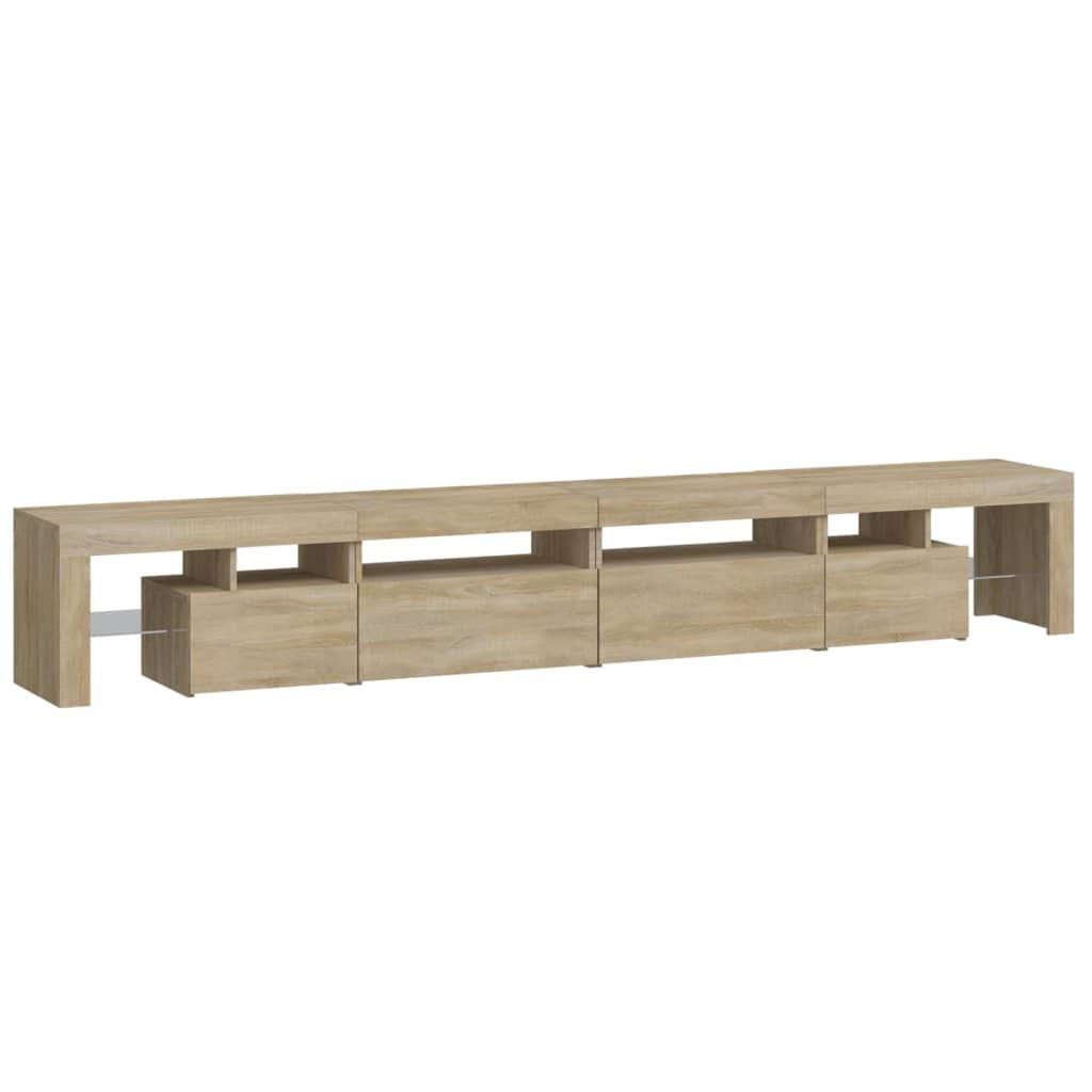 vidaXL Comodă TV cu lumini LED, stejar sonoma,260x36,5x40cm
