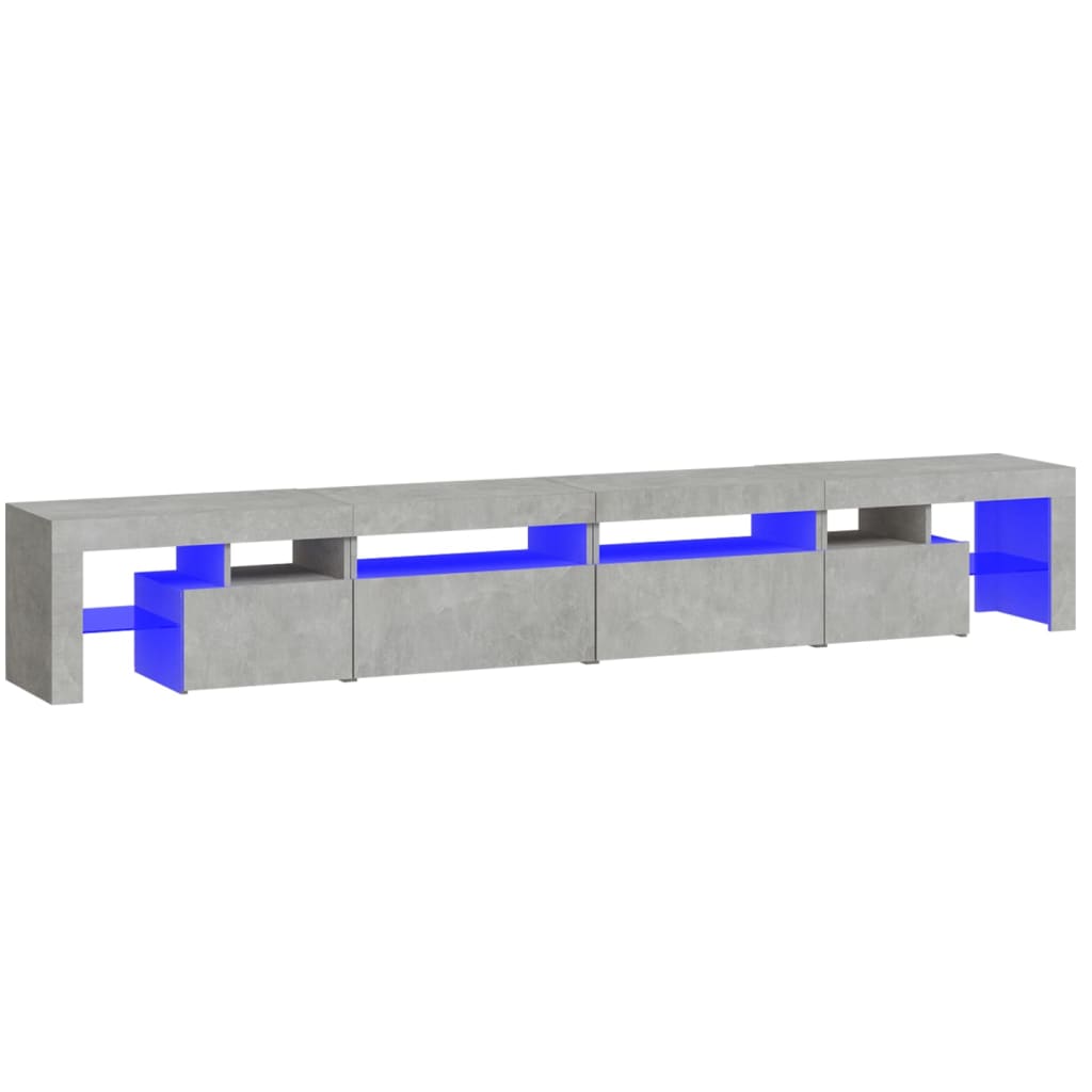 vidaXL Comodă TV cu lumini LED, gri beton, 260x36,5x40cm vidaXL Comodă TV cu lumini LED, gri beton, 260x36,5x40cm