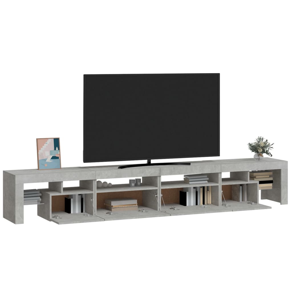 vidaXL Comodă TV cu lumini LED, gri beton, 260x36,5x40cm vidaXL Comodă TV cu lumini LED, gri beton, 260x36,5x40cm