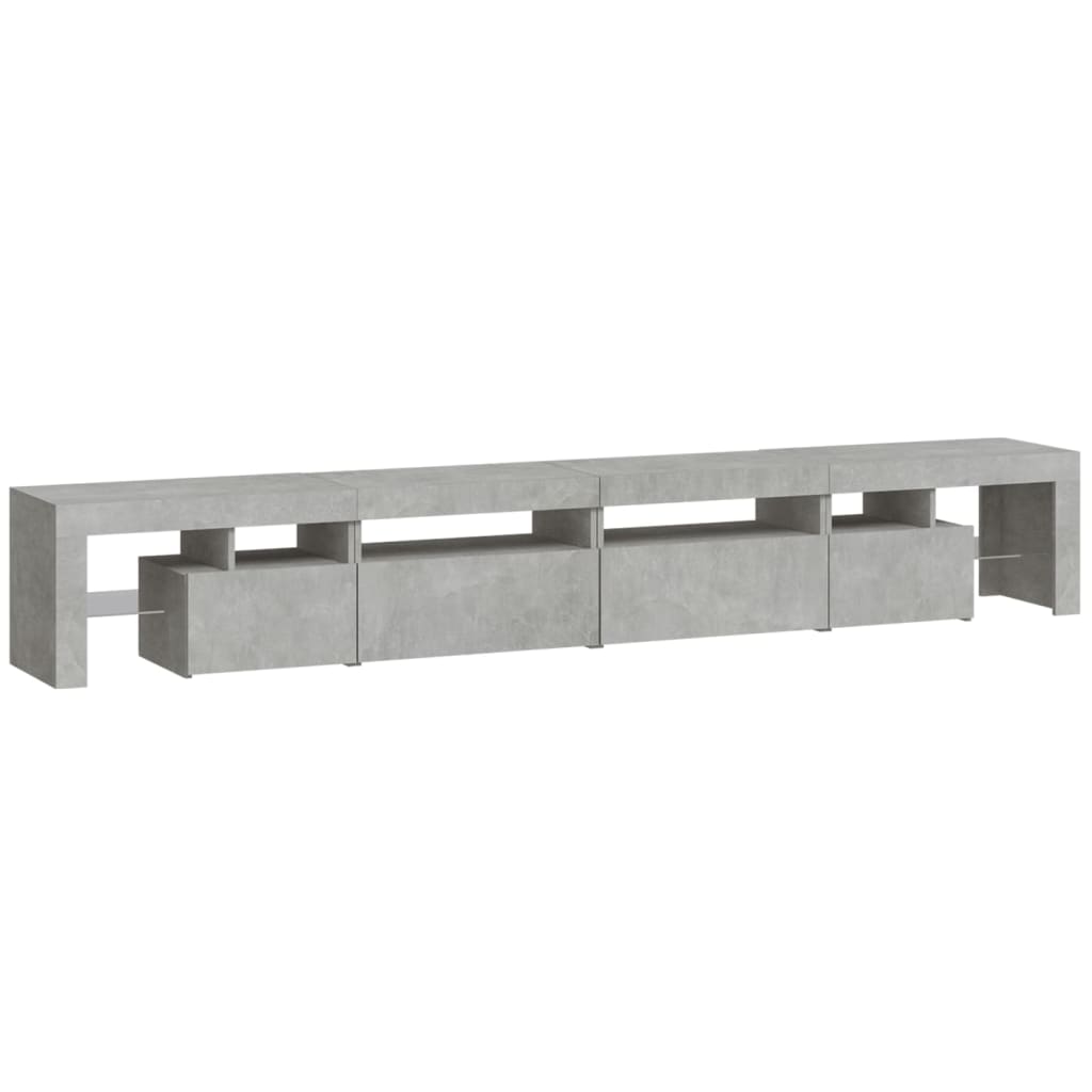 vidaXL Comodă TV cu lumini LED, gri beton, 260x36,5x40cm vidaXL Comodă TV cu lumini LED, gri beton, 260x36,5x40cm