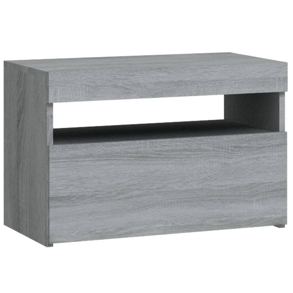 vidaXL Noptiere cu lumini LED, gri sonoma, 60x35x40 cm vidaXL Noptiere cu lumini LED, gri sonoma, 60x35x40 cm