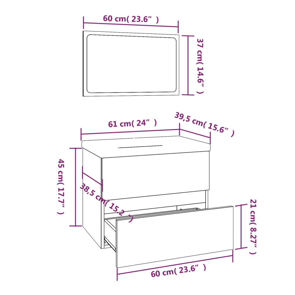 vidaXL Set de mobilier de baie, stejar fumuriu, lemn prelucrat