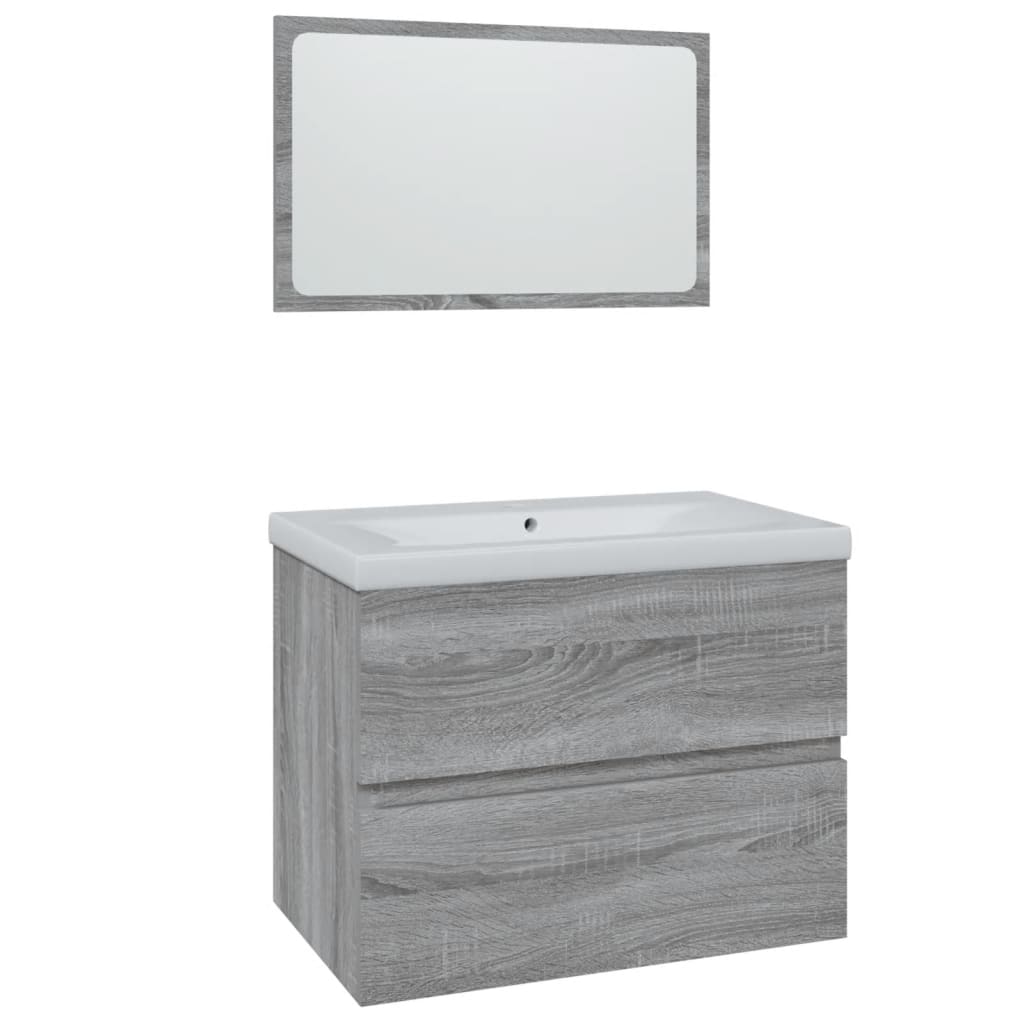 vidaXL Set de mobilier de baie, gri sonoma, lemn prelucrat vidaXL Set de mobilier de baie, gri sonoma, lemn prelucrat