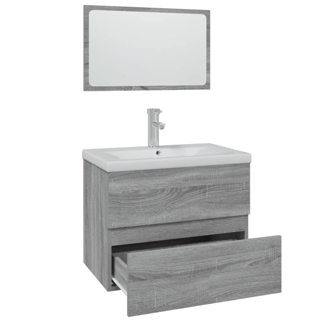 vidaXL Set de mobilier de baie, gri sonoma, lemn prelucrat vidaXL Set de mobilier de baie, gri sonoma, lemn prelucrat