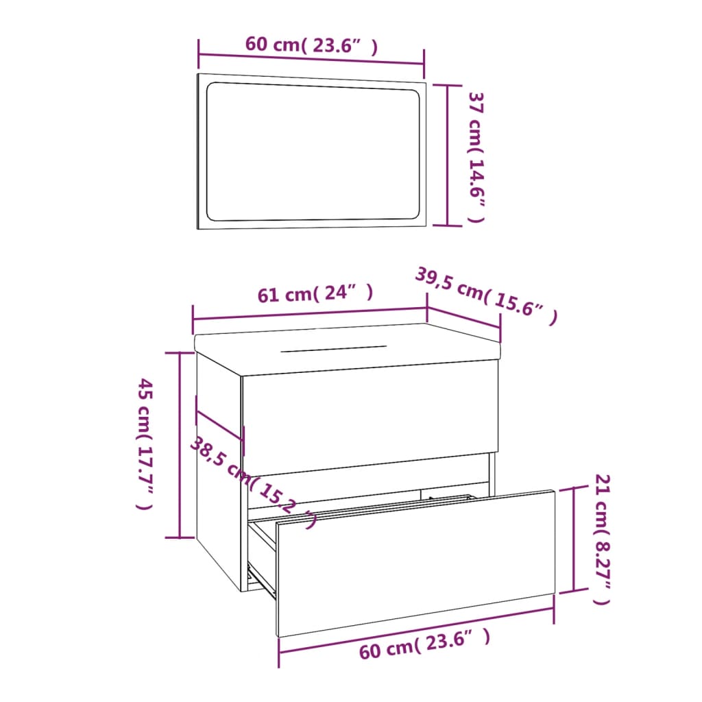 vidaXL Set de mobilier de baie, gri sonoma, lemn prelucrat vidaXL Set de mobilier de baie, gri sonoma, lemn prelucrat