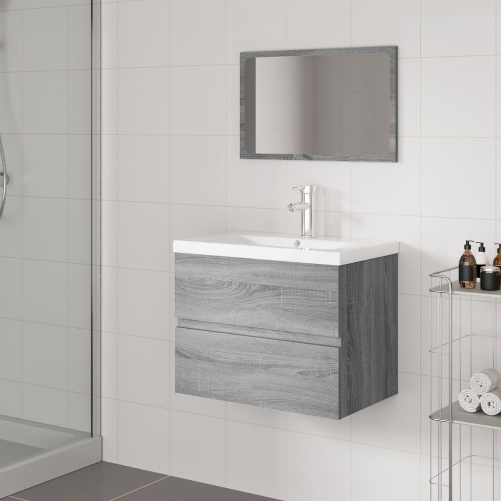 vidaXL Set de mobilier de baie, gri sonoma, lemn prelucrat vidaXL Set de mobilier de baie, gri sonoma, lemn prelucrat