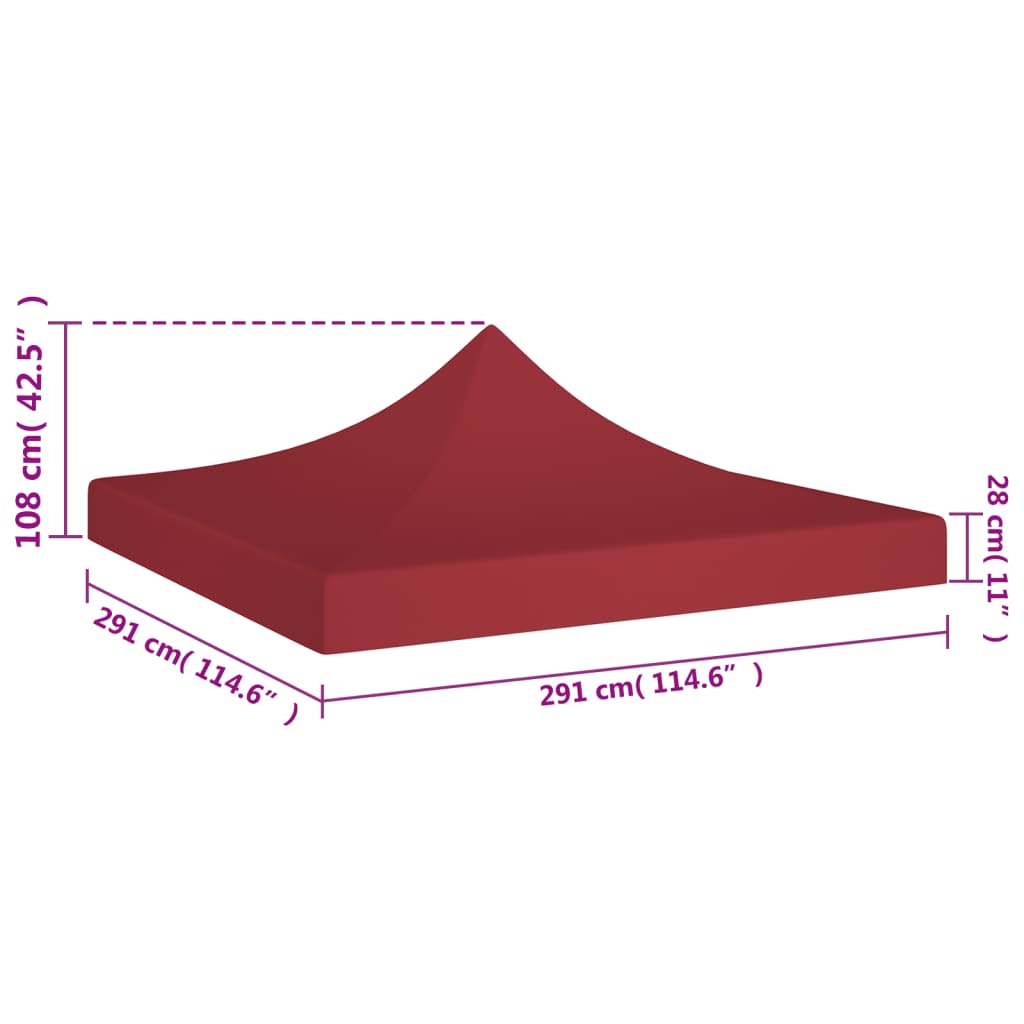 vidaXL Acoperiș pentru cort de petrecere, vișiniu, 3x3 m, 270 g/m² vidaXL Acoperiș pentru cort de petrecere, vișiniu, 3x3 m, 270 g/m²