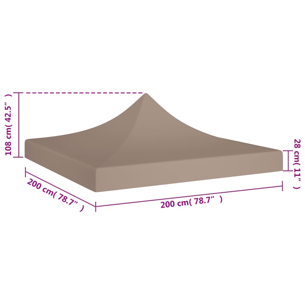 vidaXL Acoperiș pentru cort de petrecere, gri taupe, 2 x 2 m, 270 g/m² vidaXL Acoperiș pentru cort de petrecere, gri taupe, 2 x 2 m, 270 g/m²