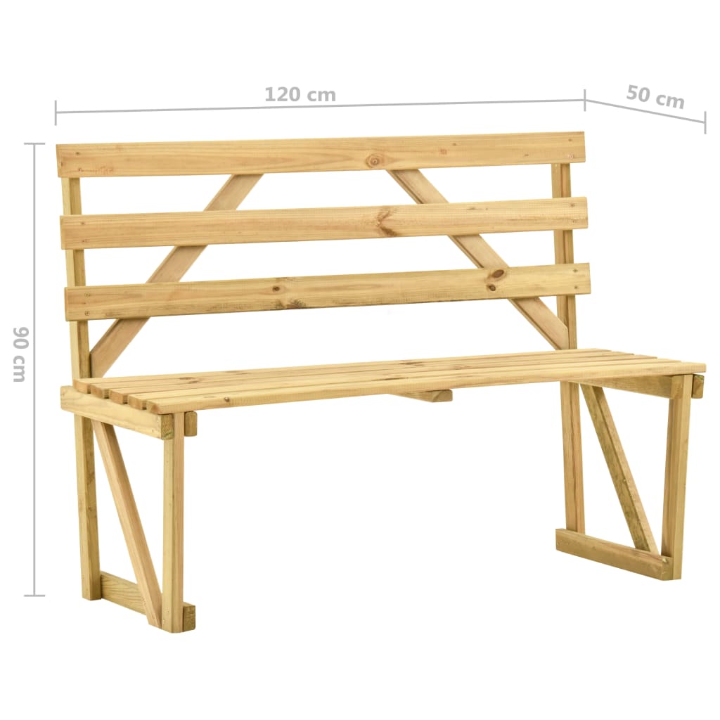 vidaXL Bancă de grădină, 120 cm, lemn de pin tratat