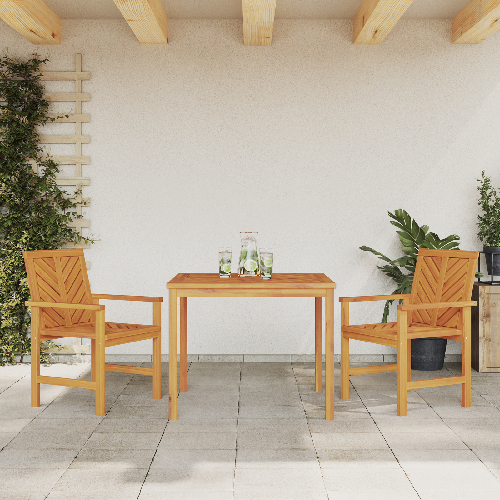 vidaXL Set Dining 3 Piese din Lemn Masiv de Acacia