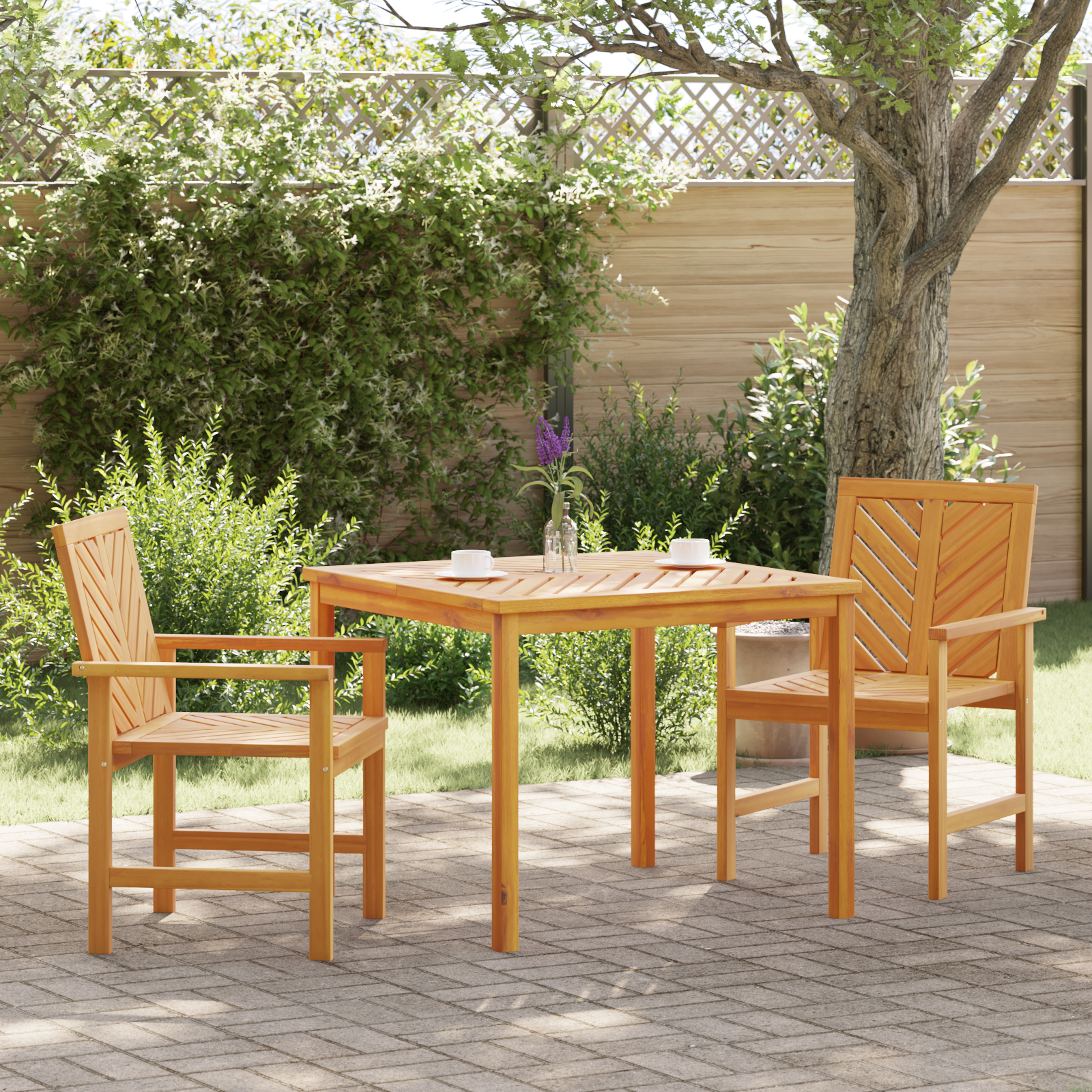 vidaXL Set Dining 3 Piese din Lemn Masiv de Acacia