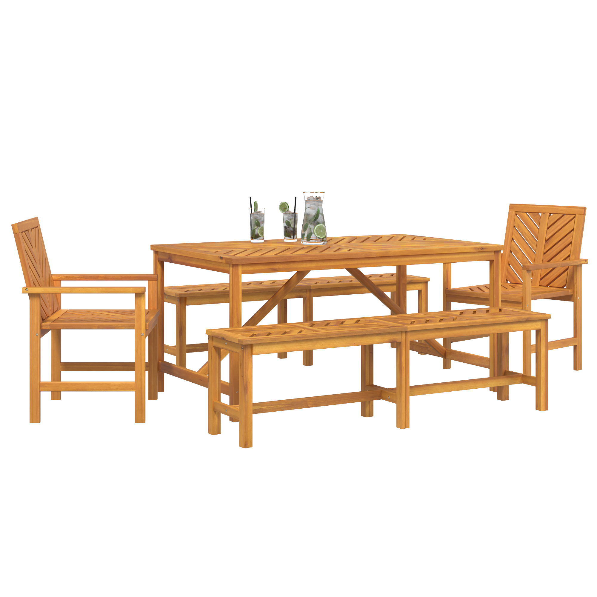 vidaXL Set de dining pentru grădină din lemn masiv de acacia vidaXL Set de dining pentru grădină din lemn masiv de acacia